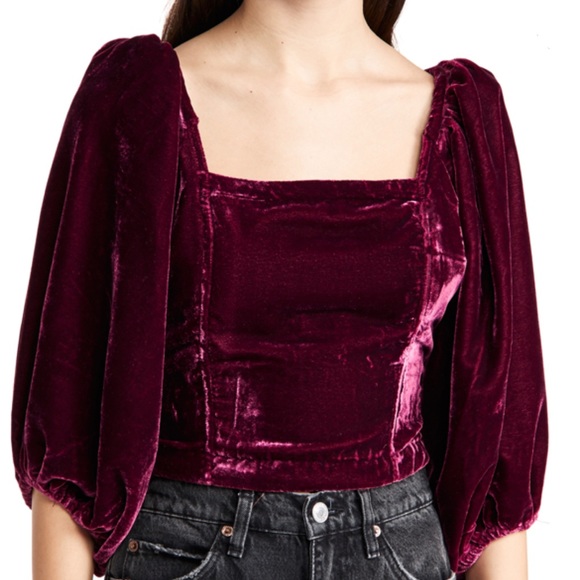 🔥Free People Velvet Open back top - Picture 1 of 11
